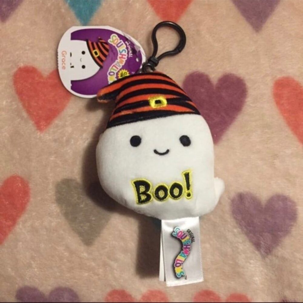 Squishmallow Halloween Grace Plush Clip NWT ghost boo
